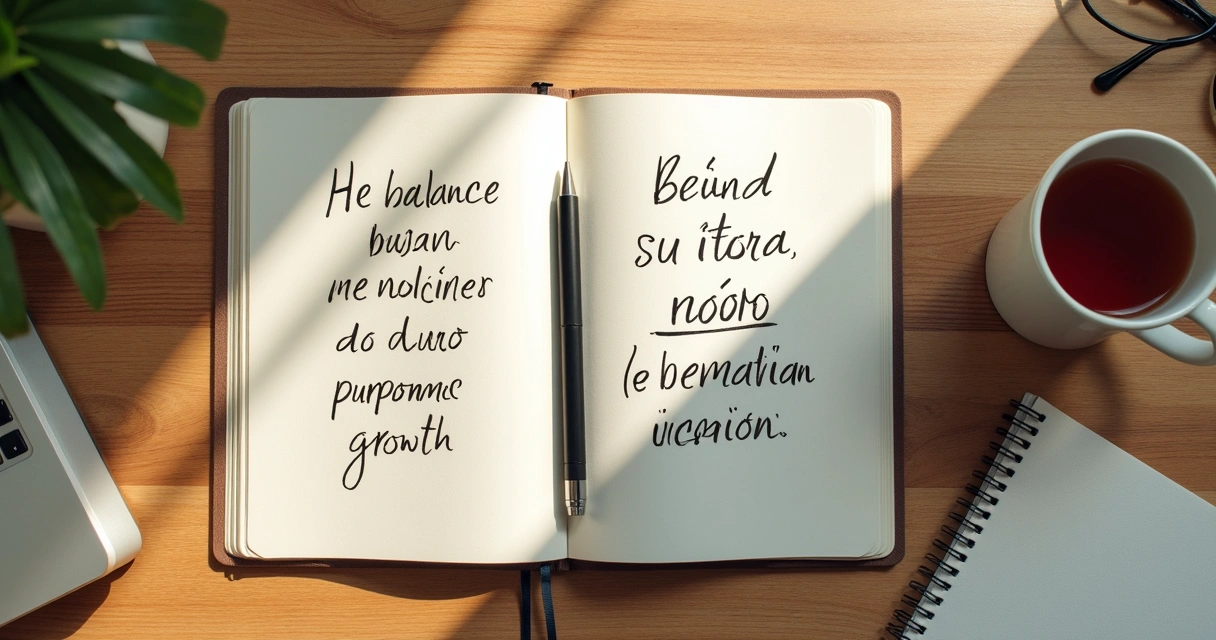 Cuaderno abierto con valores y metas escritas a mano 