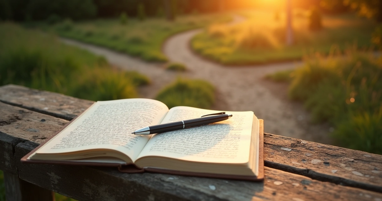Cuaderno abierto junto a varios caminos en un cruce