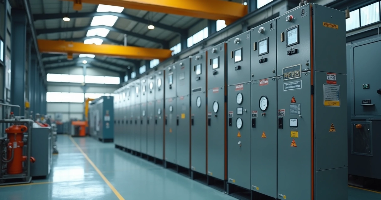 Cubículo de média tensão instalado em ambiente industrial moderno 