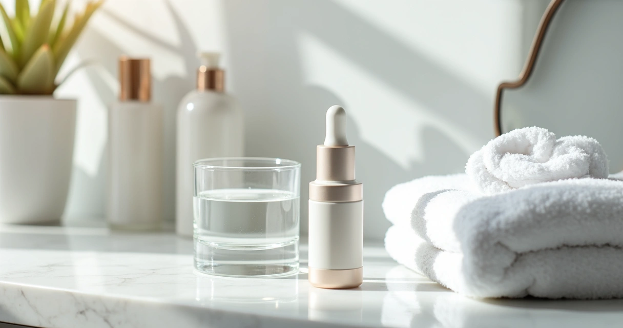 Rotina de hidratação facial com água e dermocosméticos