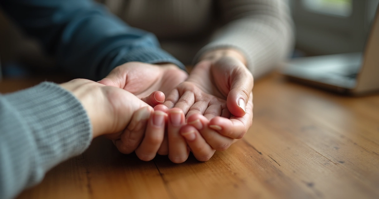 Duas mãos se apoiando, simbolizando apoio mútuo 