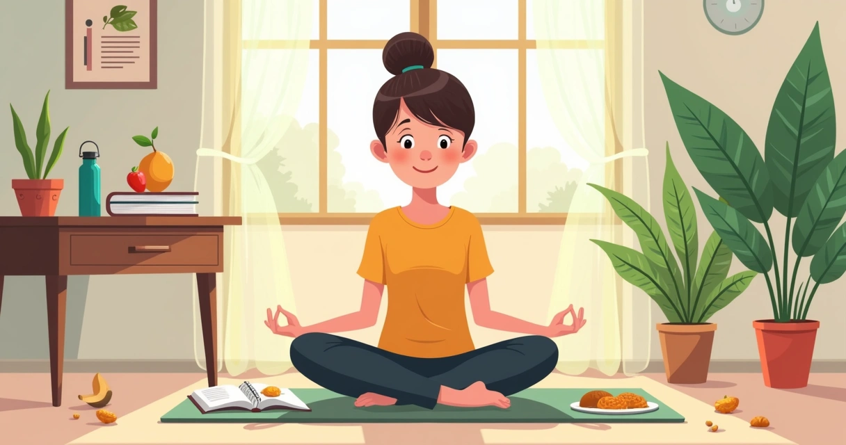 Estudante cuidando do corpo e mente durante estudo 