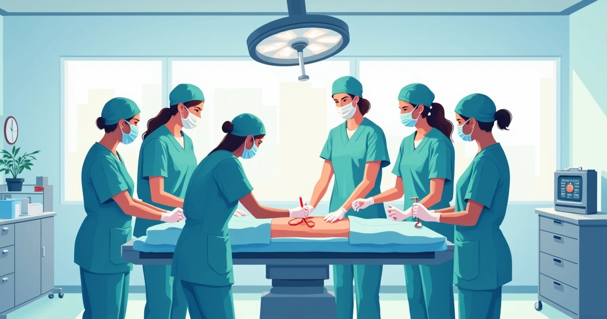 Abordagem atual para infecções cutâneas e de tecidos moles 3 Equipe de enfermagem cuidando de ferida operatória