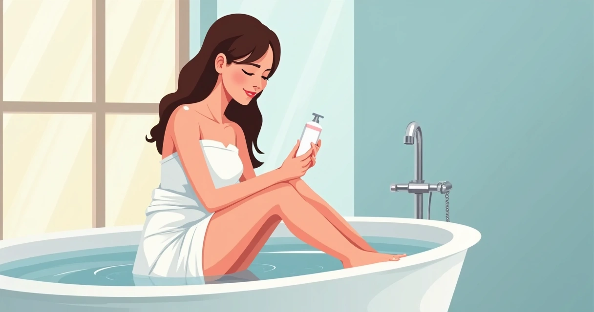 Mulher aplicando creme calmante nas pernas após depilação 