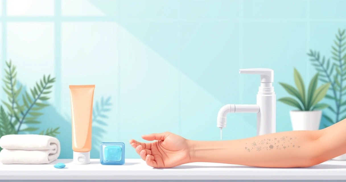 Ilustração de cuidados com a pele após sessão de laser 