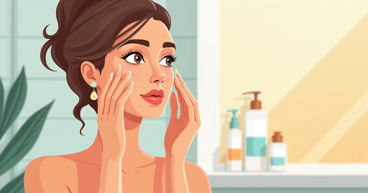 Ilustração de mulher aplicando protetor solar pós-tratamento facial 