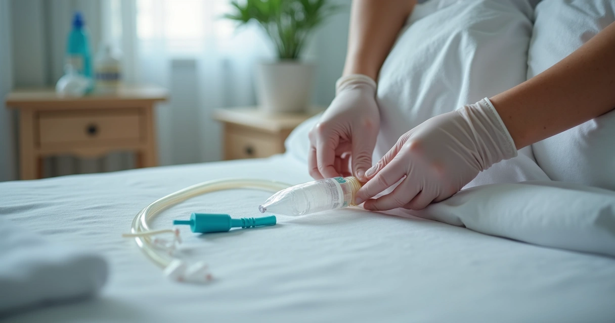 Cuidados com sonda urinária e bolsa coletora