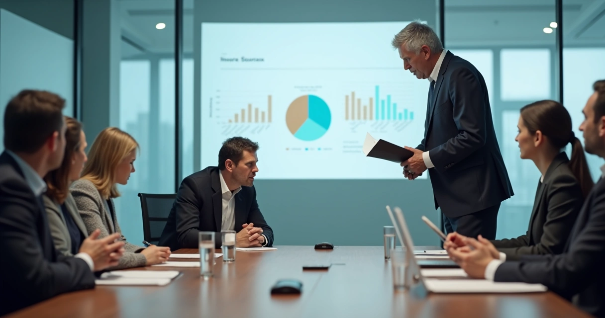 Equipe de escritório séria com um funcionário encolhido diante de um chefe autoritário 