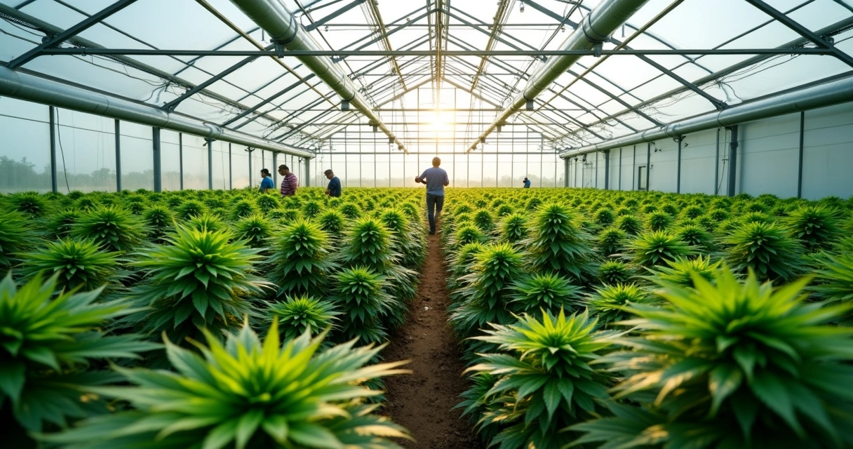 Cultivo de plantas de cannabis em estufa no Brasil 