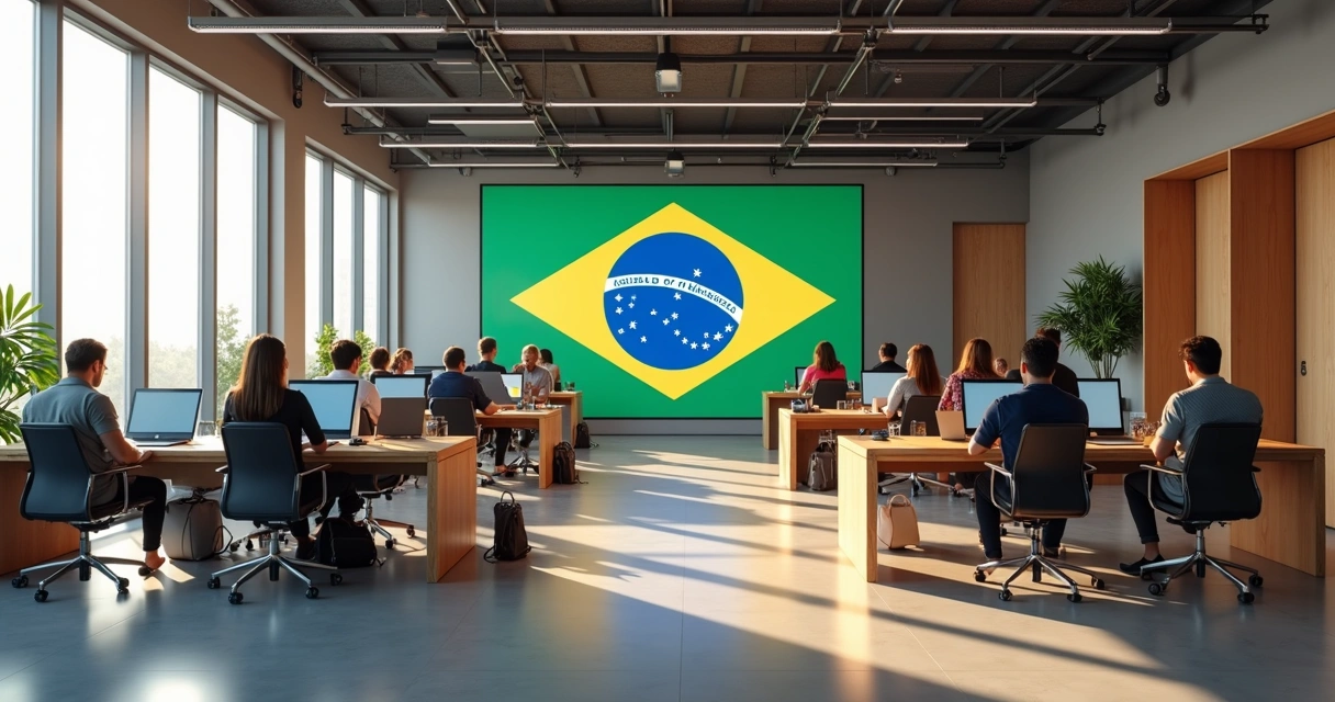 Equipe mineira de TI no escritório digital moderno 