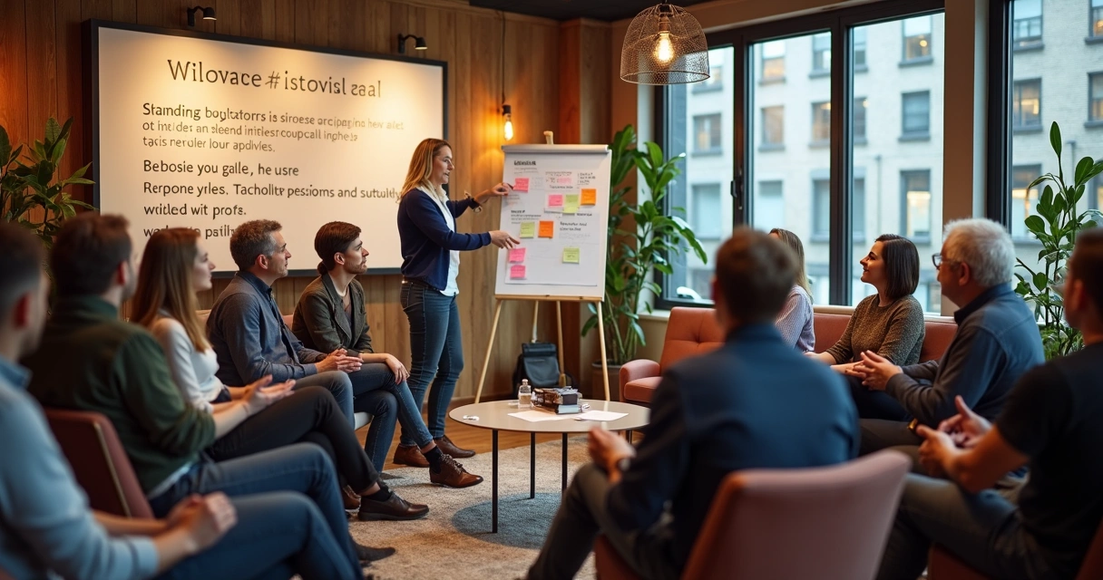 Colaboradores reunidos em treinamento de cultura organizacional 