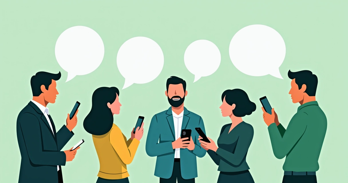 Pessoas em grupo de WhatsApp ouvindo atentas a mensagem principal 