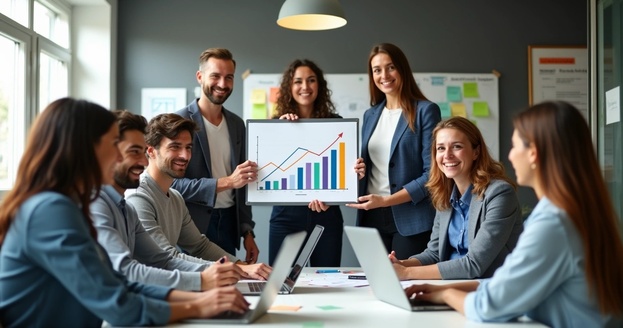 Equipe reunida celebrando pequenos avanços na operação