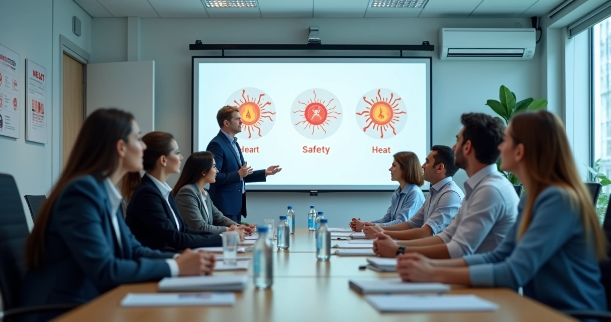 Equipe empresarial participando de treinamento de segurança