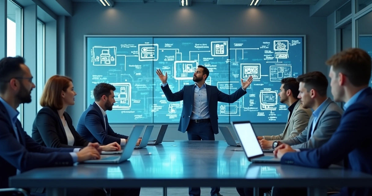 Reunião de equipe de TI discutindo implantação de Zero Trust 