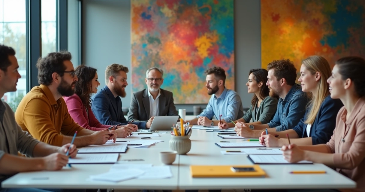 People gathered around table in cultural diversity workshop 