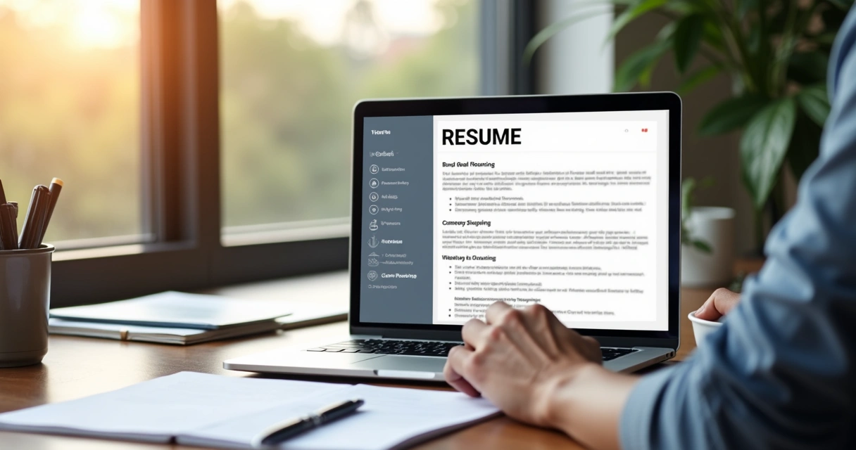 Currículo simples e claro na tela de um notebook 