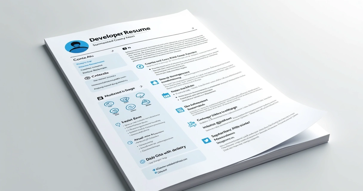 Exemplo de seções de um currículo internacional de desenvolvedor 