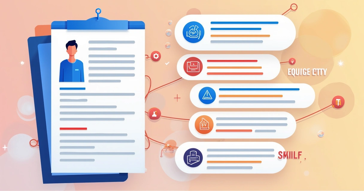 Currículo estruturado ao lado de anúncios de vagas 