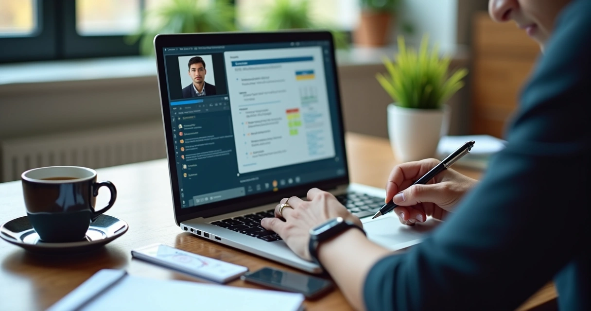 Pessoa assistindo curso online sobre engenharia de prompts em notebook 