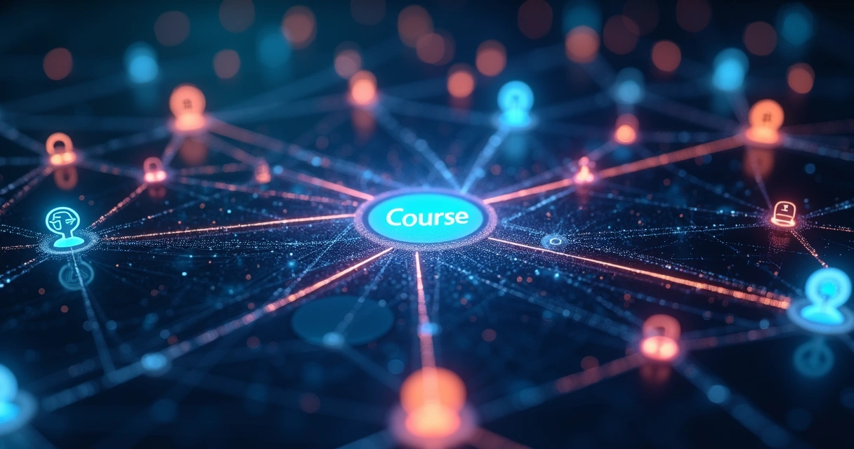 Rede de links conectando portais, blogs e site de curso online 