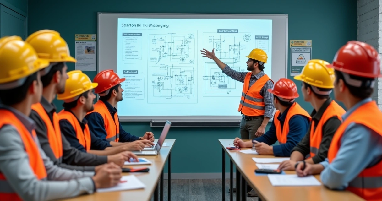 Sala de aula com instrutor aplicando curso NR-10 presencial 