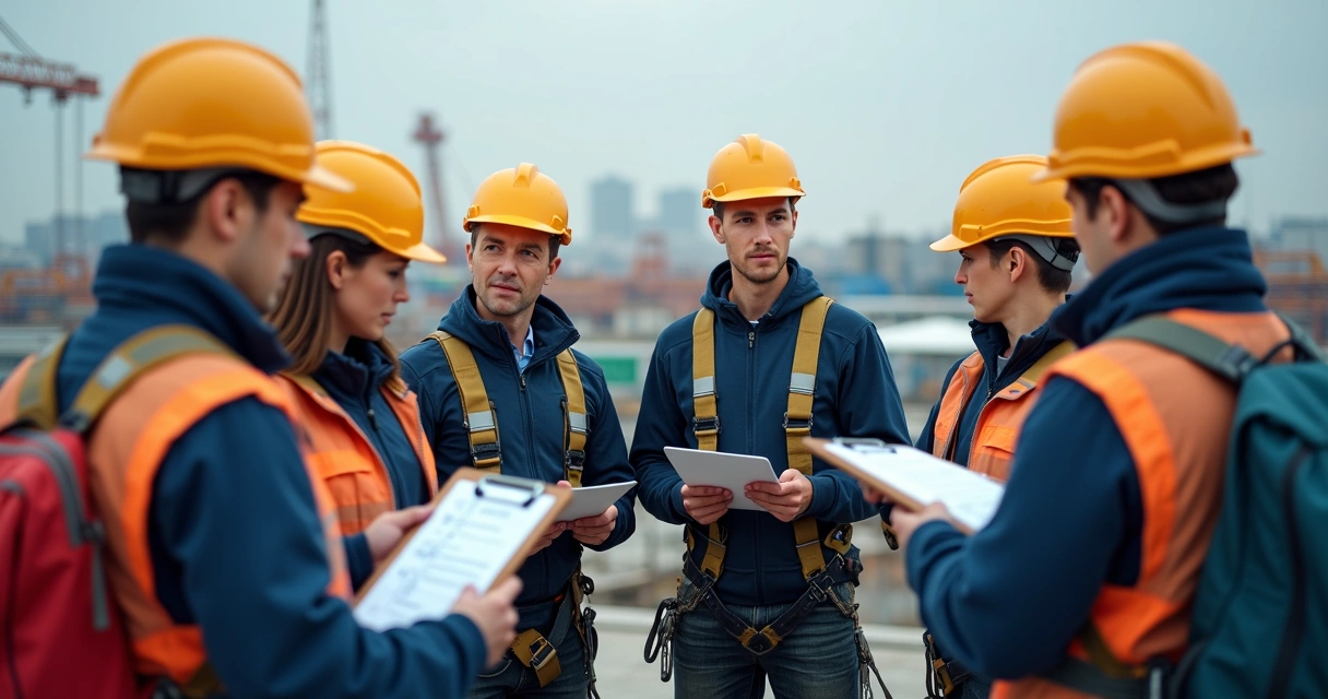 Grupo faz etapa prática do treinamento NR-35 com instrutor capacitado 