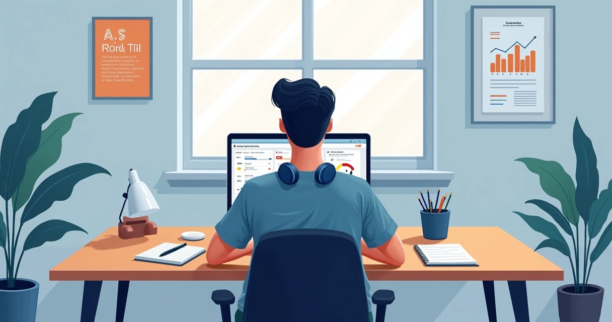 Jovem sentado sozinho analisando apostas em um notebook 