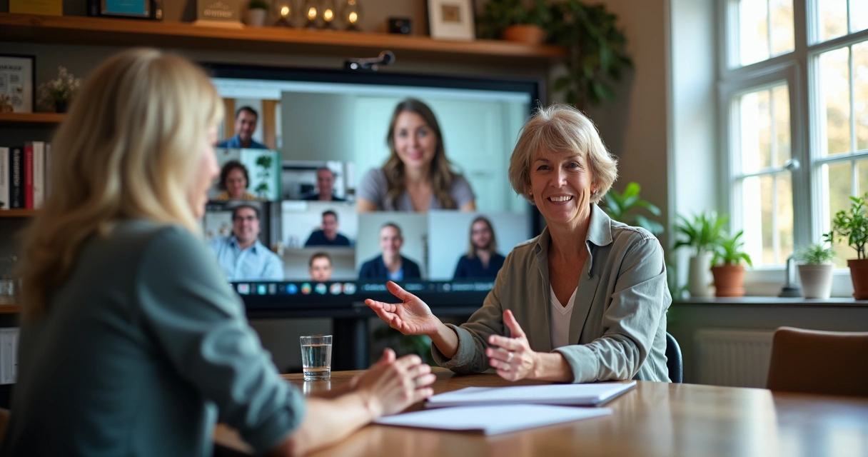 Especialista experiente ministrando curso online para adultos 