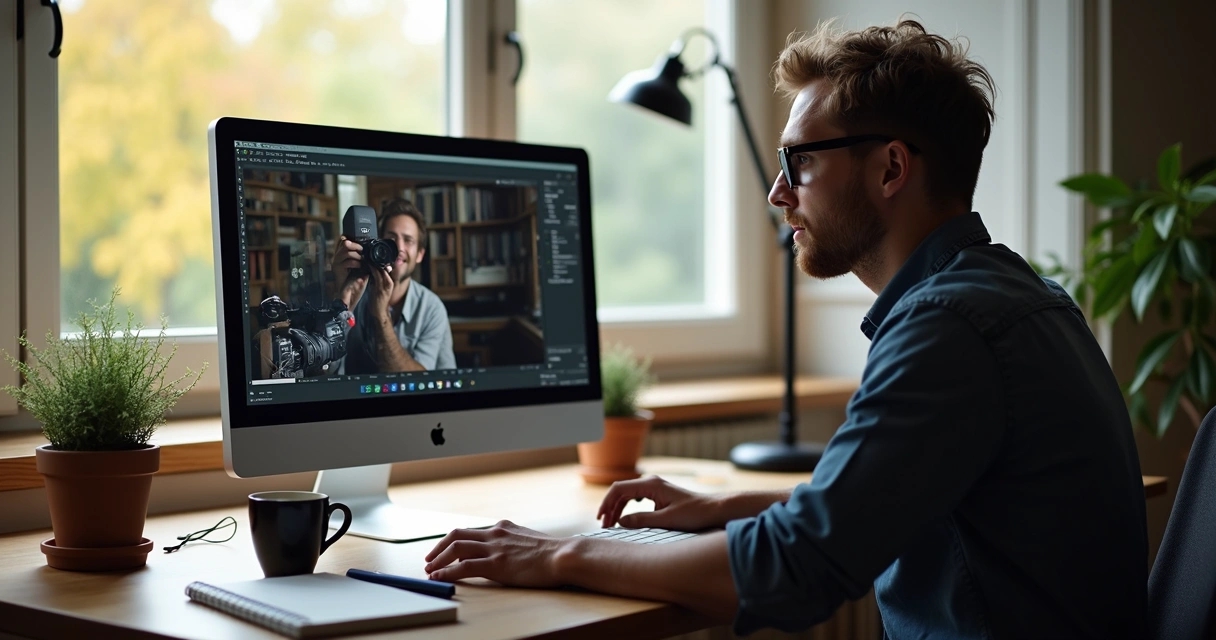 Pessoa assistindo curso de fotografia no computador 