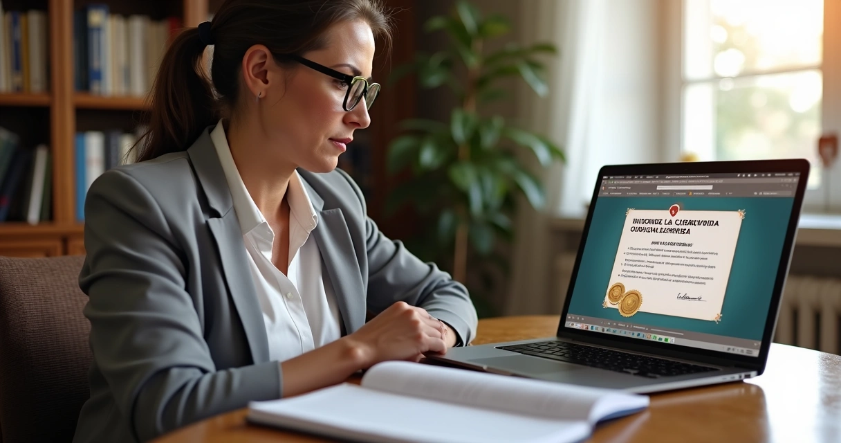 Pessoa estudando curso online de perícia judicial no notebook 
