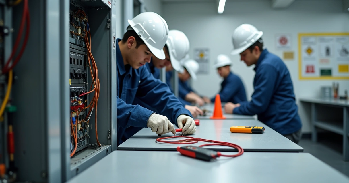 Pessoa treinando com equipamentos elétricos em ambiente seguro 