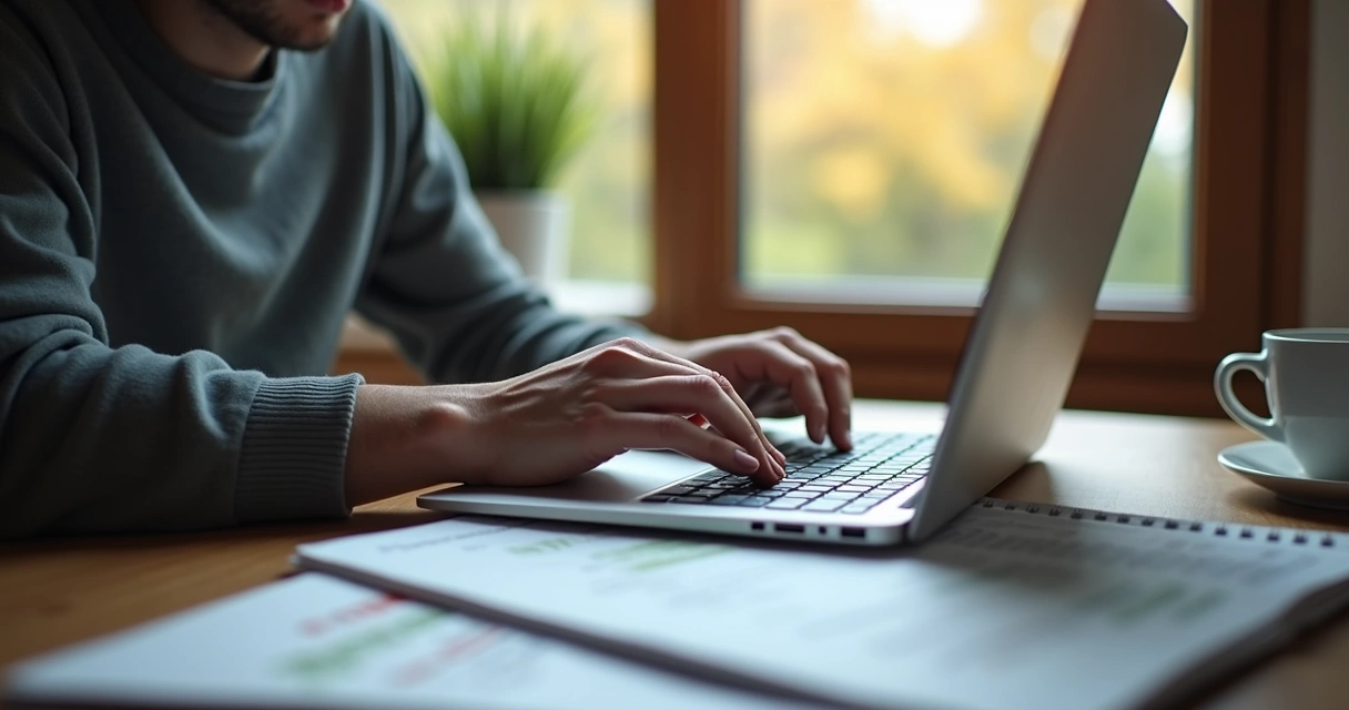Aluno estudando para reciclagem de CNH em notebook 