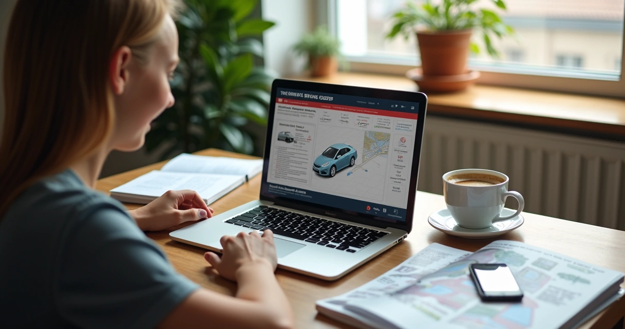 Estudante acessando curso teórico online CNH em notebook 