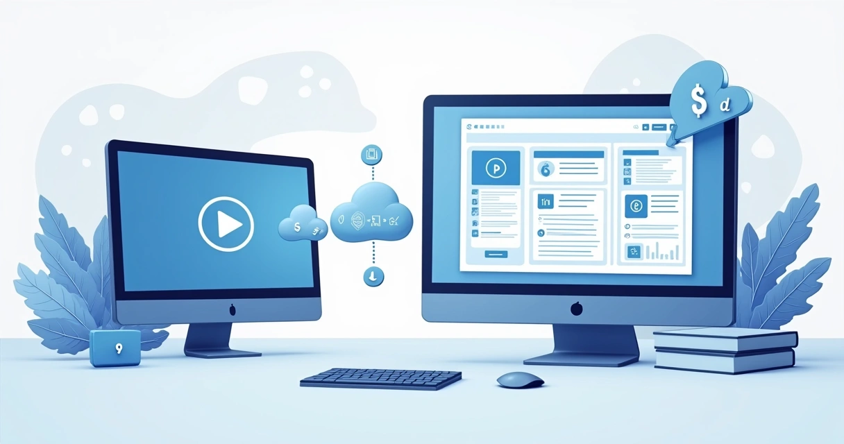 Comparação visual de vídeo comum versus módulo SCORM interativo em uma plataforma LMS 
