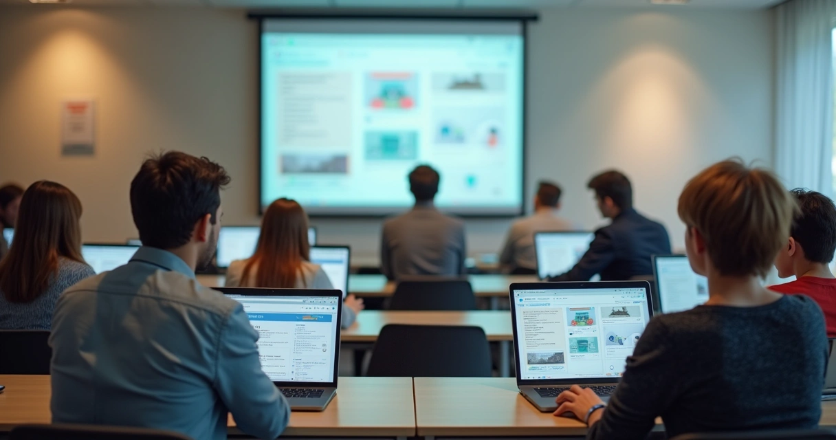 Pessoa acessando curso EAD em laptop, tablet e smartphone
