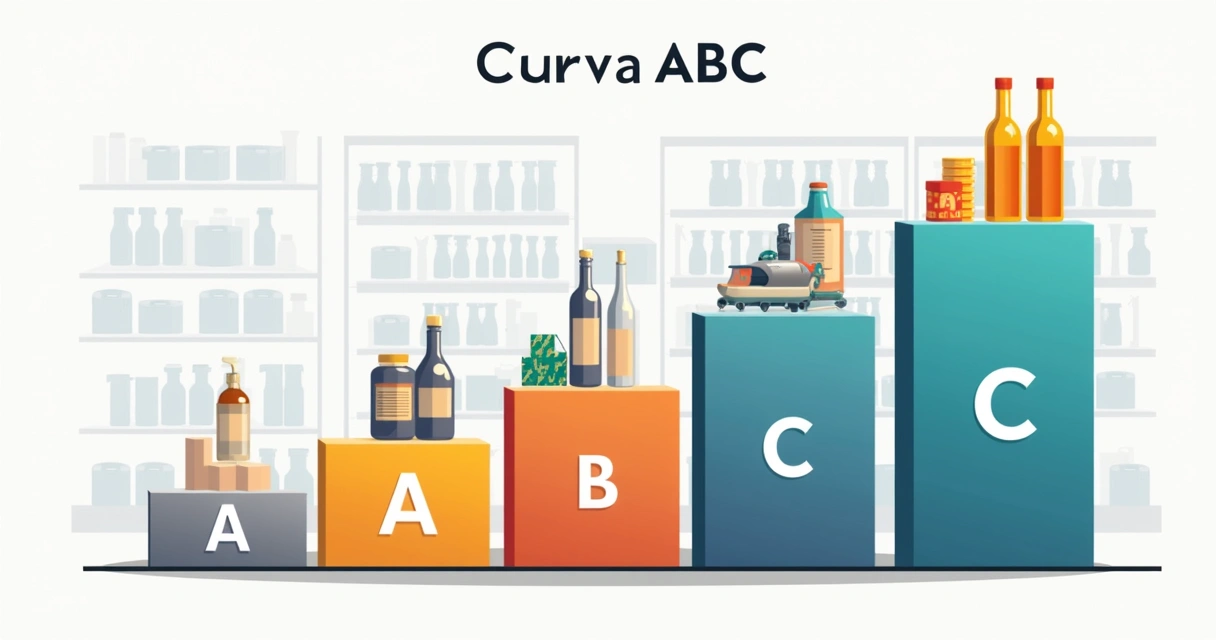 Gráfico em barras da curva ABC mostrando produtos em destaque