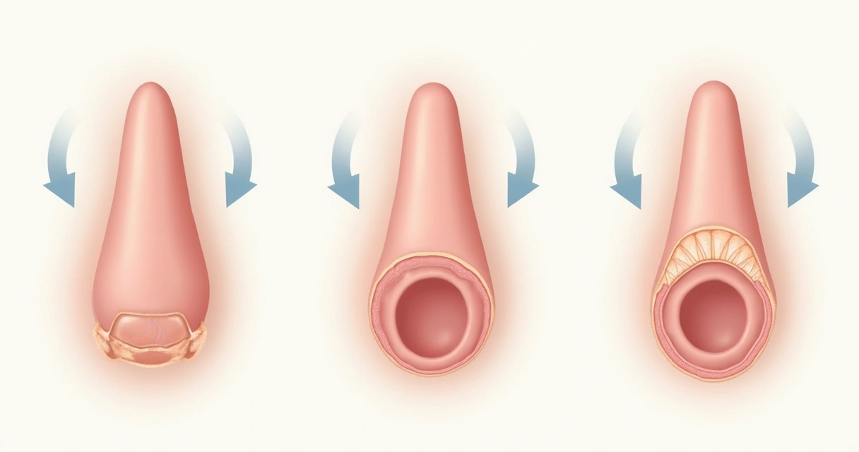 Ilustração médica mostrando tipos de curvatura peniana 