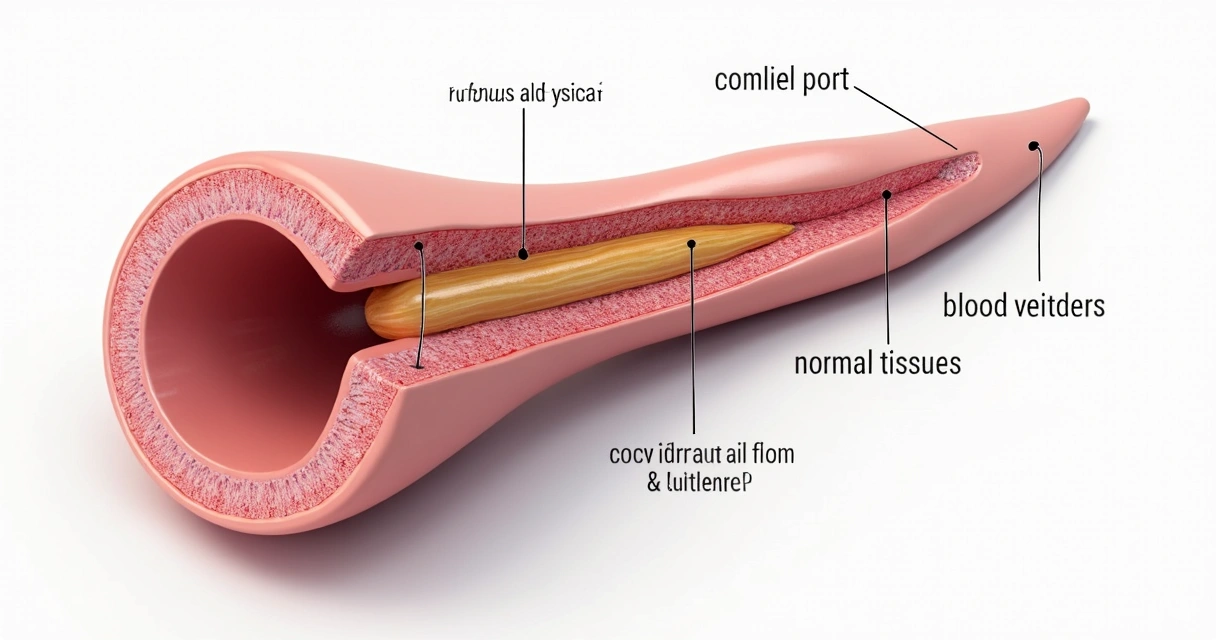 Ilustração da curvatura peniana causada pela doença de Peyronie 