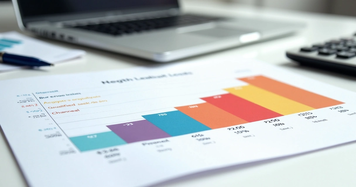 Gráfico de barras mostrando custo médio de aquisição de leads qualificados. 