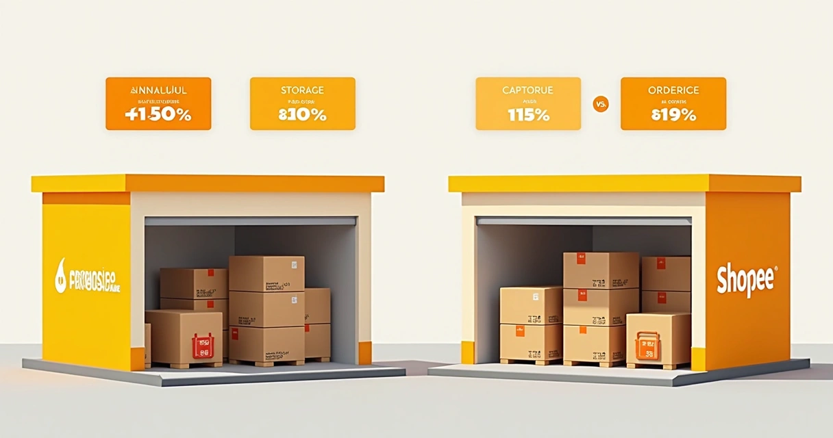 Comparação de custos de estoque para o mesmo SKU em Mercado Livre Full e Shopee CL