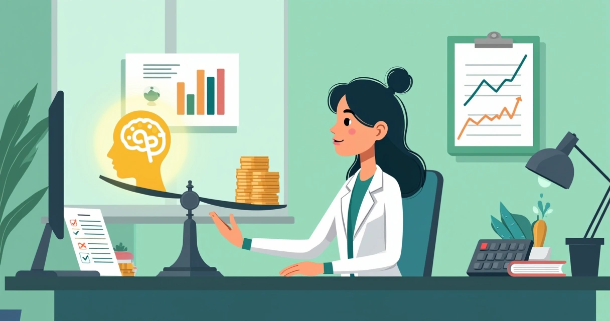 Gestora clínica analisando custos e benefícios da IA 