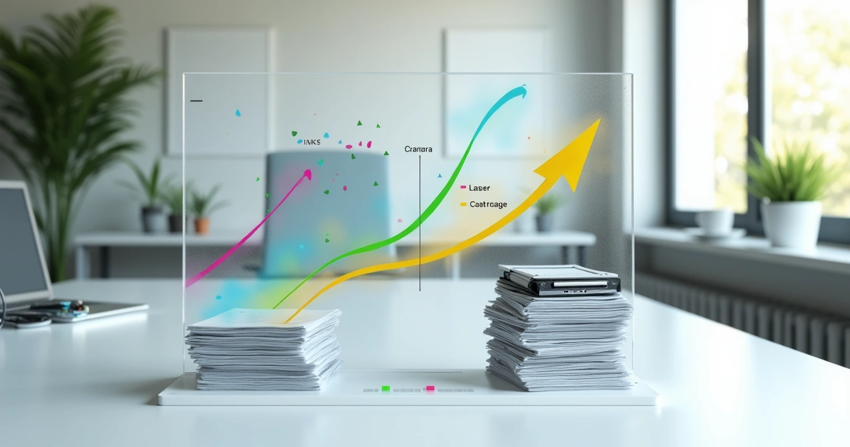 Gráfico visual comparando custo de impressão entre tanque de tinta e laser 
