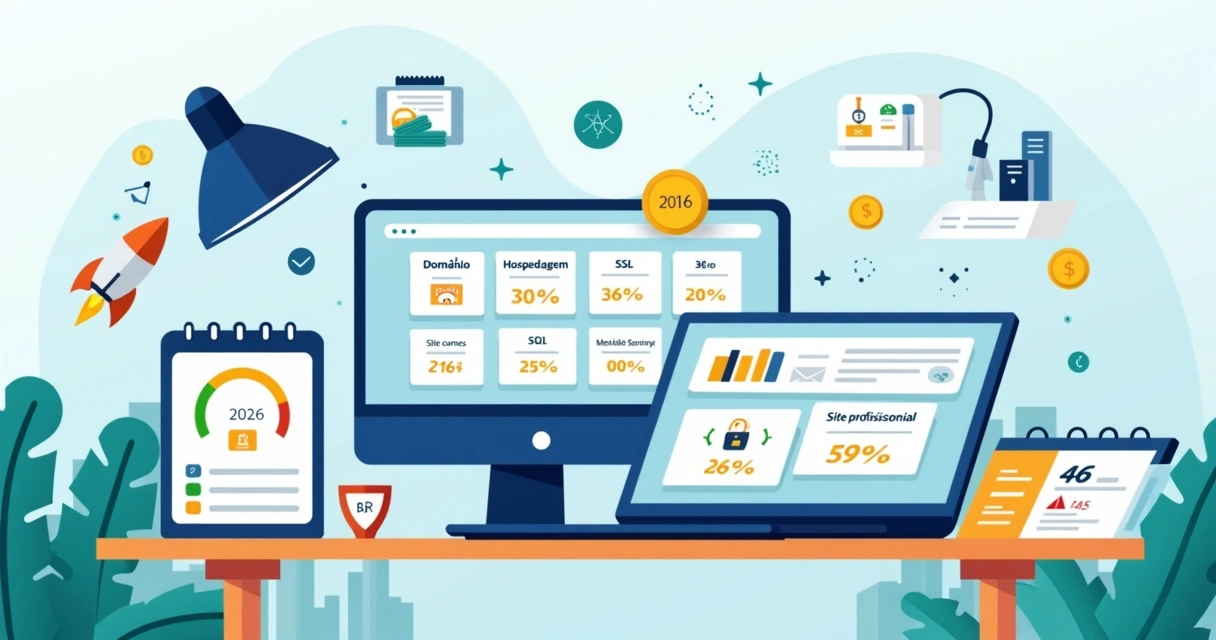 Representação de profissional analisando custos mensais para manter um site em 2026 
