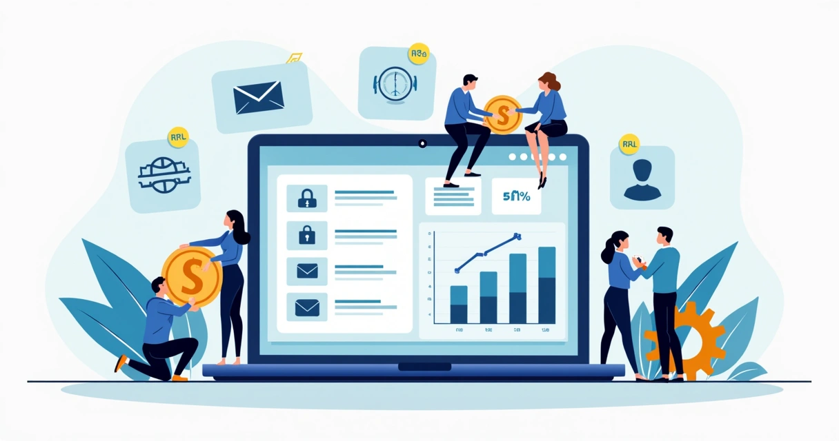 Ilustração de profissionais analisando custos para manter um site em 2026 