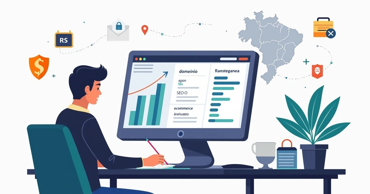 Painel financeiro analisando custos para manter site no Brasil em 2026 