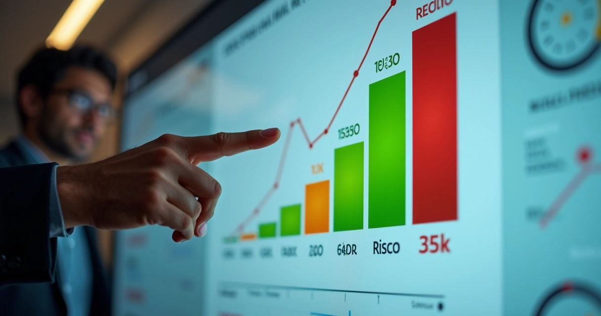 Comparação de custos e ROI em gráfico digital 
