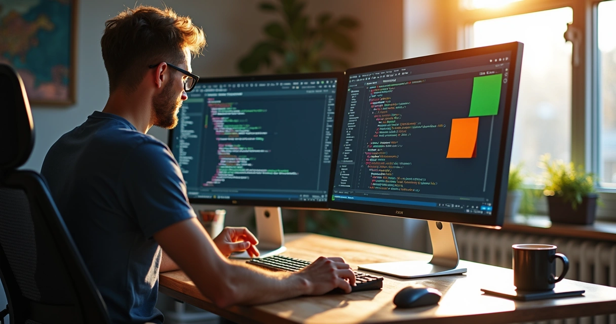 Developer coding a custom Gutenberg block with React on desktop 