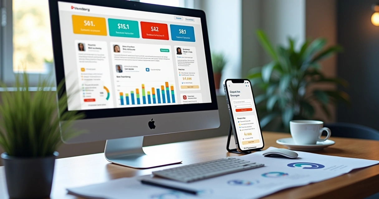 Custom web app interface on desktop and mobile screens