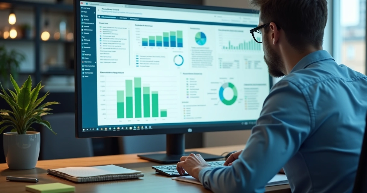 Analyst reviewing customer feedback themes and revenue impact charts